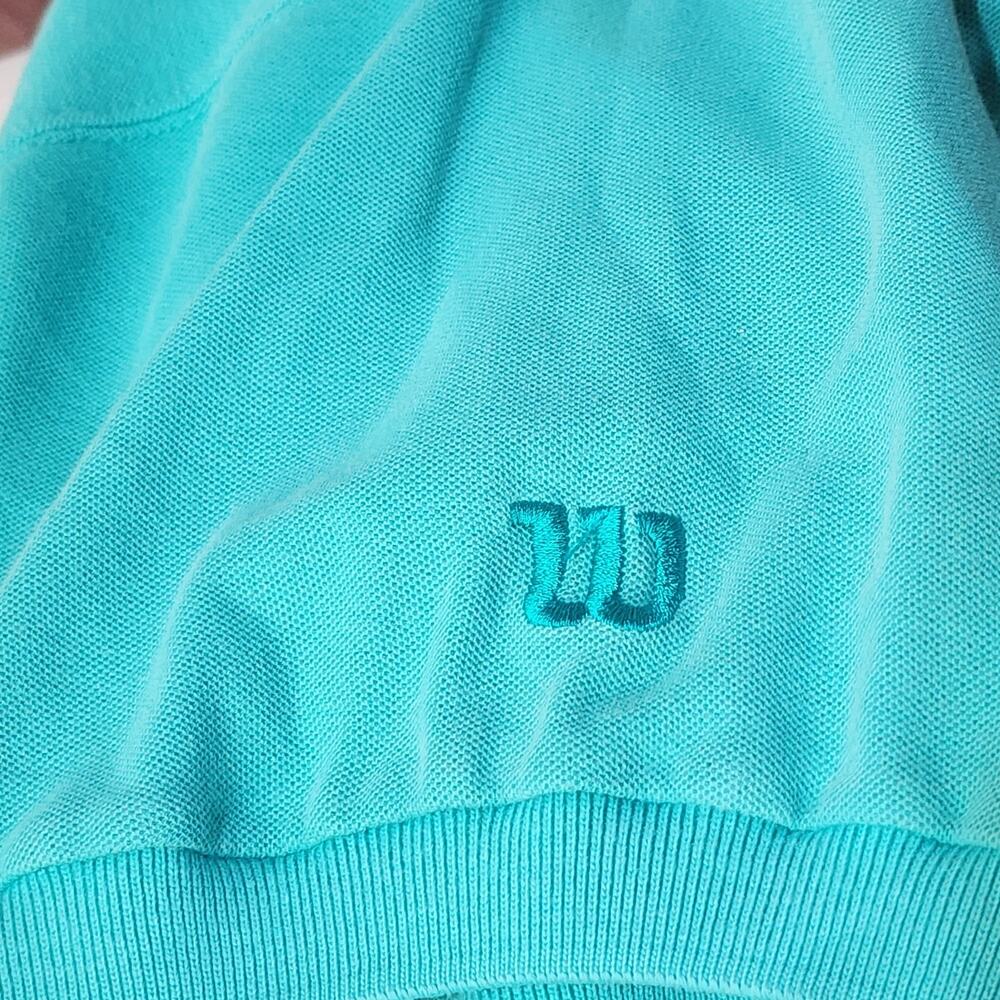 Vintage Wilson Men's Sports short sleeve Polo Aqua teal 90's Large L - Picture 5 of 6